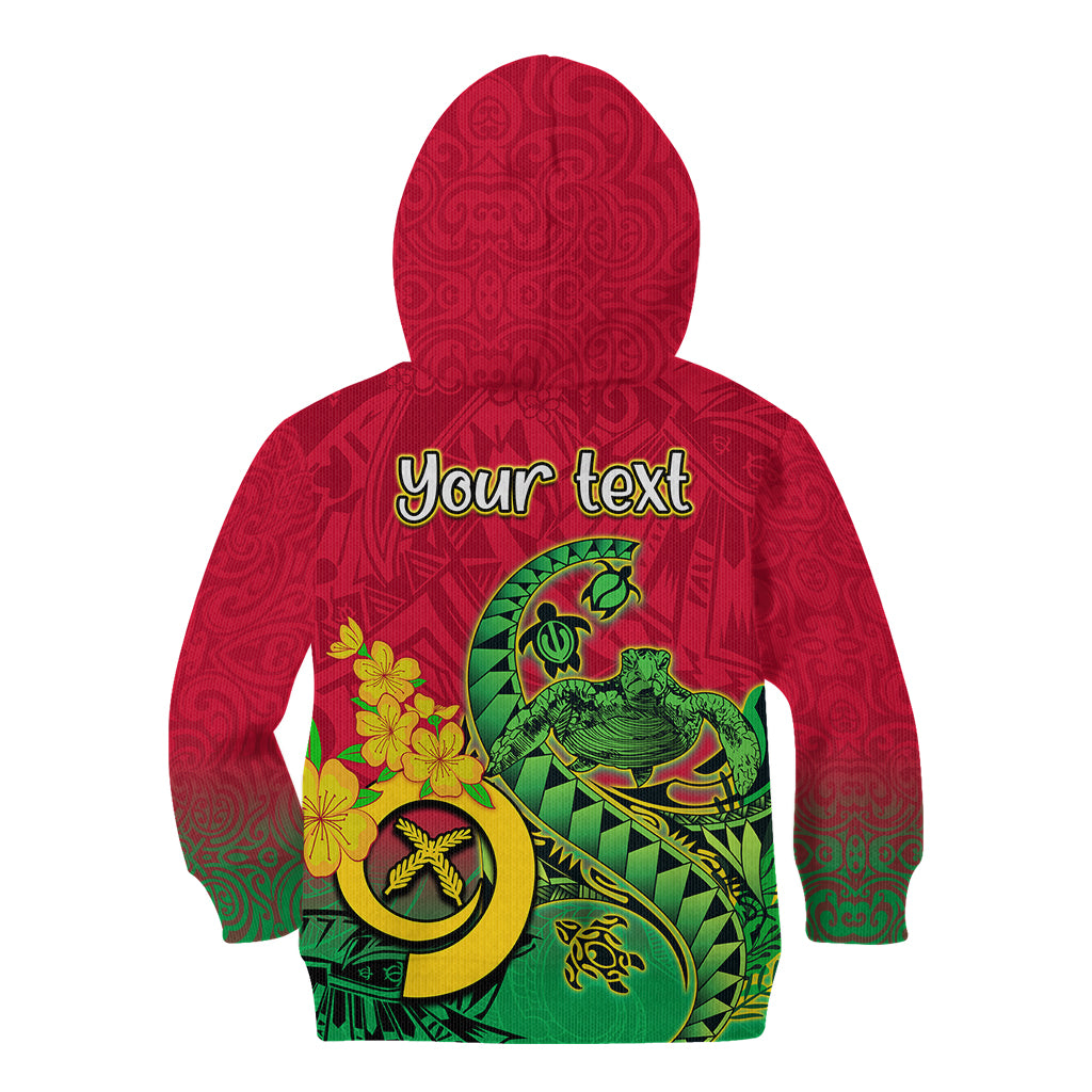 Personalised Vanuatu Islands Kid Hoodie Polynesian Tattoo and Sea Turtle LT9 - Polynesian Pride