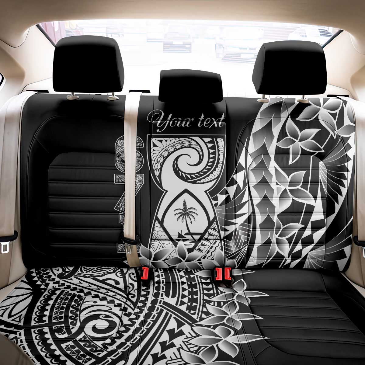 671 Guam Personalised Back Car Seat Cover Latte Stone Tribal