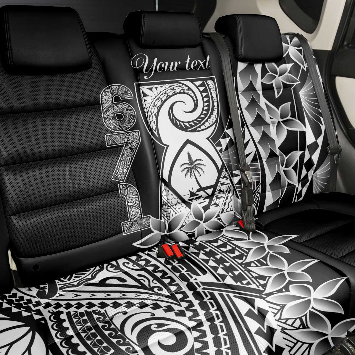 671 Guam Personalised Back Car Seat Cover Latte Stone Tribal