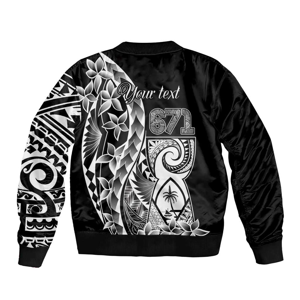 671 Guam Personalised Sleeve Zip Bomber Jacket Latte Stone Tribal