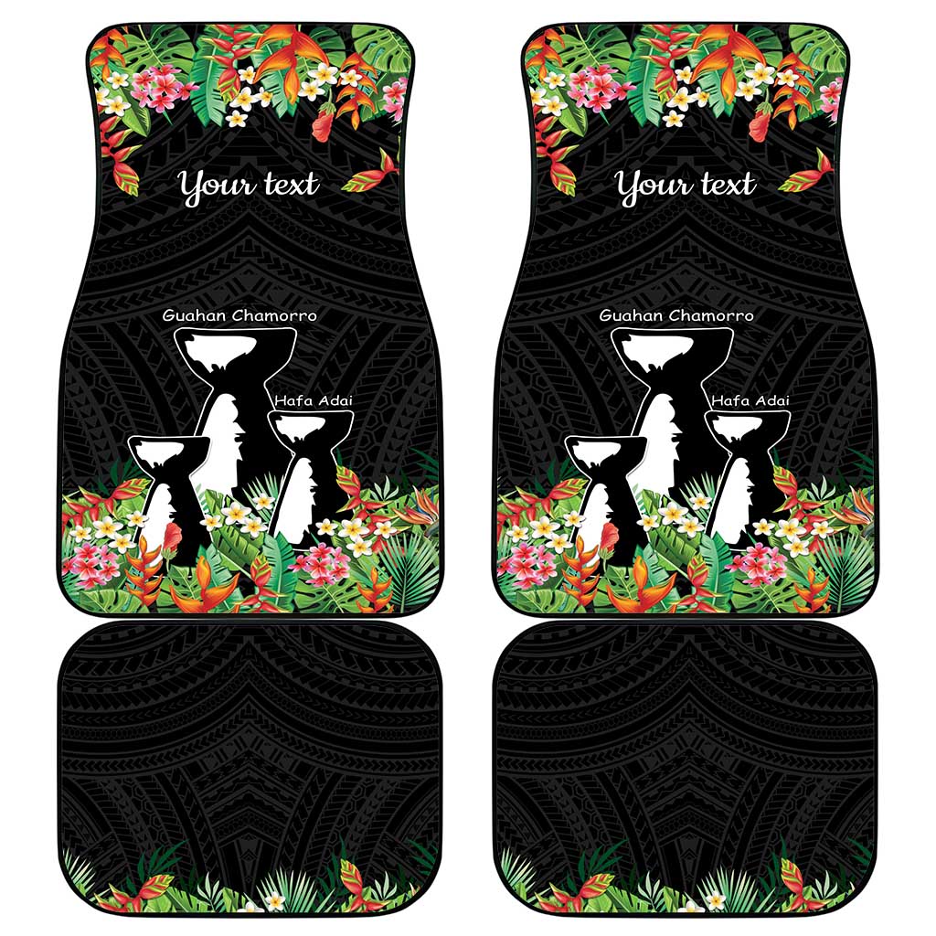 671 Guam Personalised Car Mats Latte Stone and Tropical Flowers