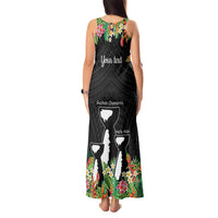 671 Guam Personalised Tank Maxi Dress Latte Stone and Tropical Flowers