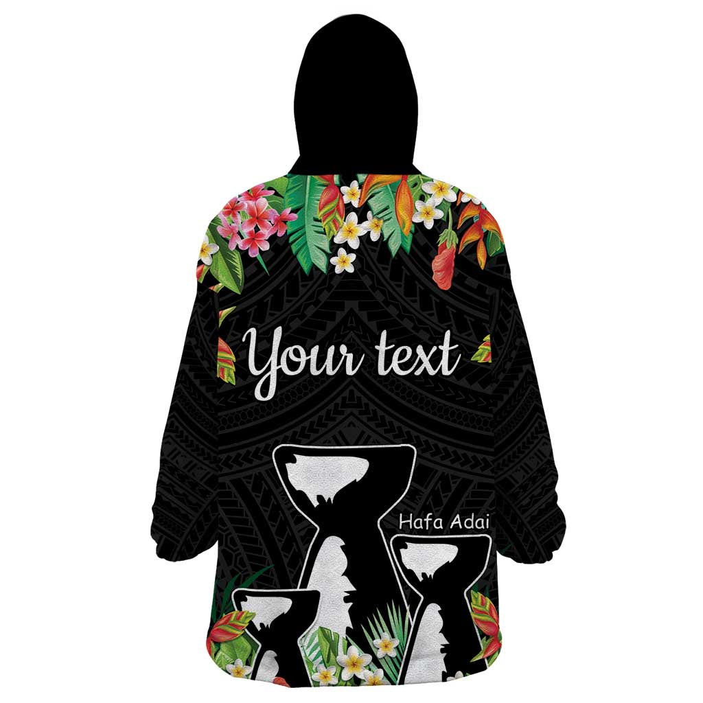 671 Guam Personalised Wearable Blanket Hoodie Latte Stone and Tropical Flowers