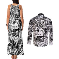 Guam Hafa Adai Guasali Flowers Couples Matching Tank Maxi Dress and Long Sleeve Button Shirt