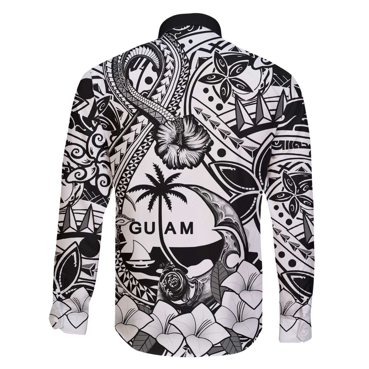 Guam Hafa Adai Guasali Flowers Family Matching Off The Shoulder Long Sleeve Dress and Hawaiian Shirt