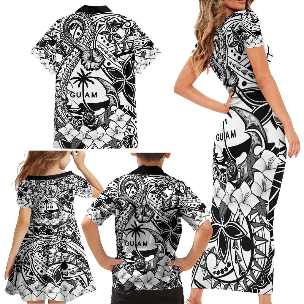 Guam Hafa Adai Guasali Flowers Family Matching Short Sleeve Bodycon Dress and Hawaiian Shirt