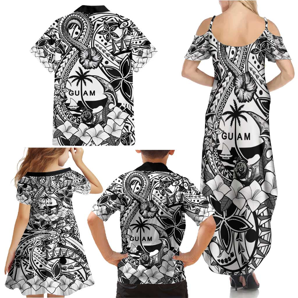 Guam Hafa Adai Guasali Flowers Family Matching Summer Maxi Dress and Hawaiian Shirt