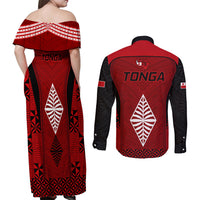 Tonga Rugby Couples Matching Off Shoulder Maxi Dress and Long Sleeve Button Shirts Go Champions World Cup 2023 Ngatu Unique LT9 - Polynesian Pride