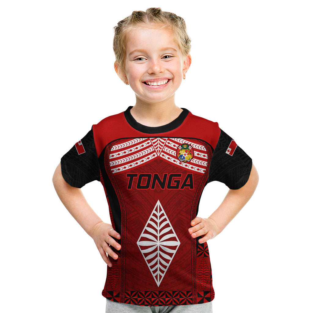 Tonga Rugby Kid T Shirt Go Champions World Cup 2023 Ngatu Unique LT9 Red - Polynesian Pride
