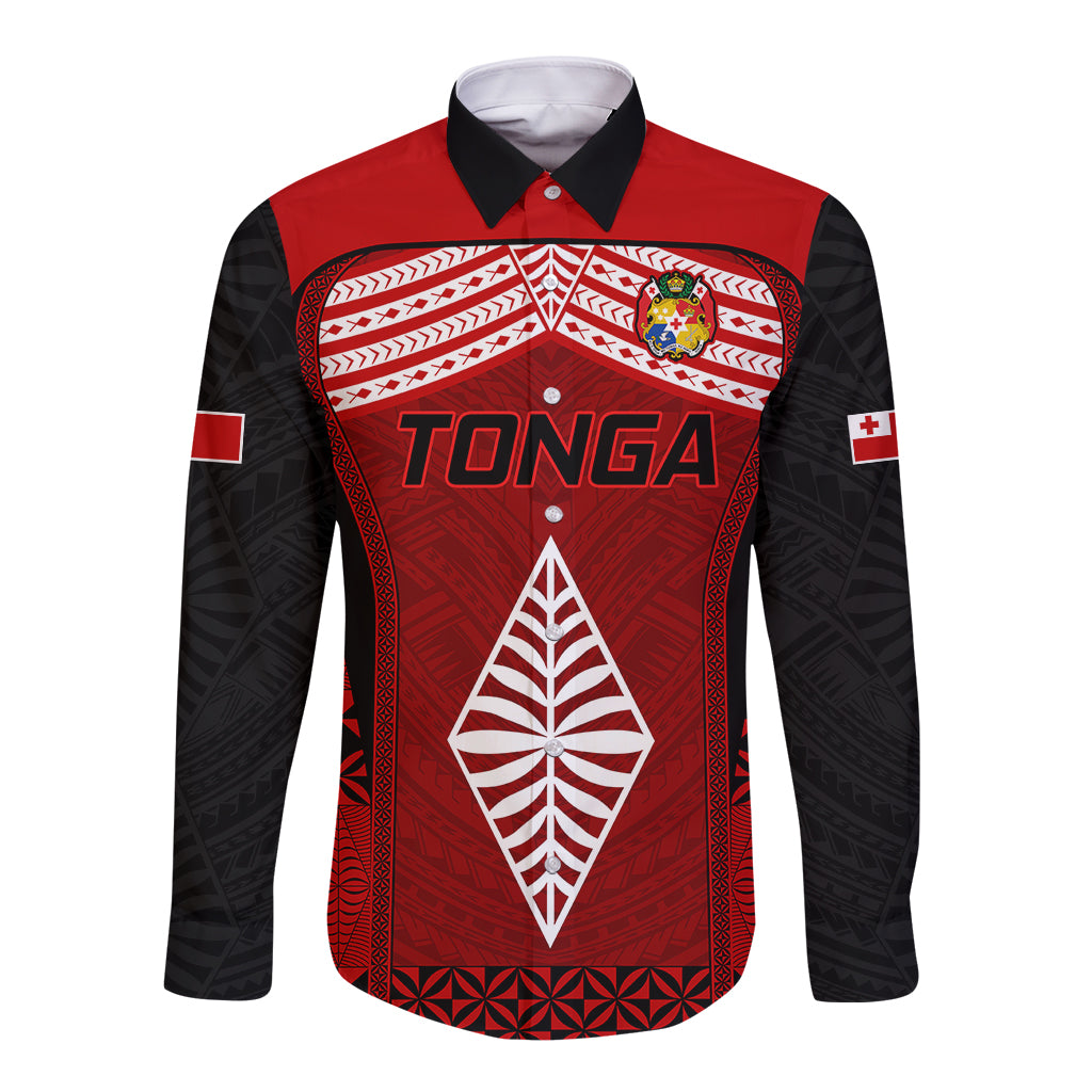 Tonga Rugby Long Sleeve Button Shirt Go Champions World Cup 2023 Ngatu Unique LT9 Unisex Red - Polynesian Pride