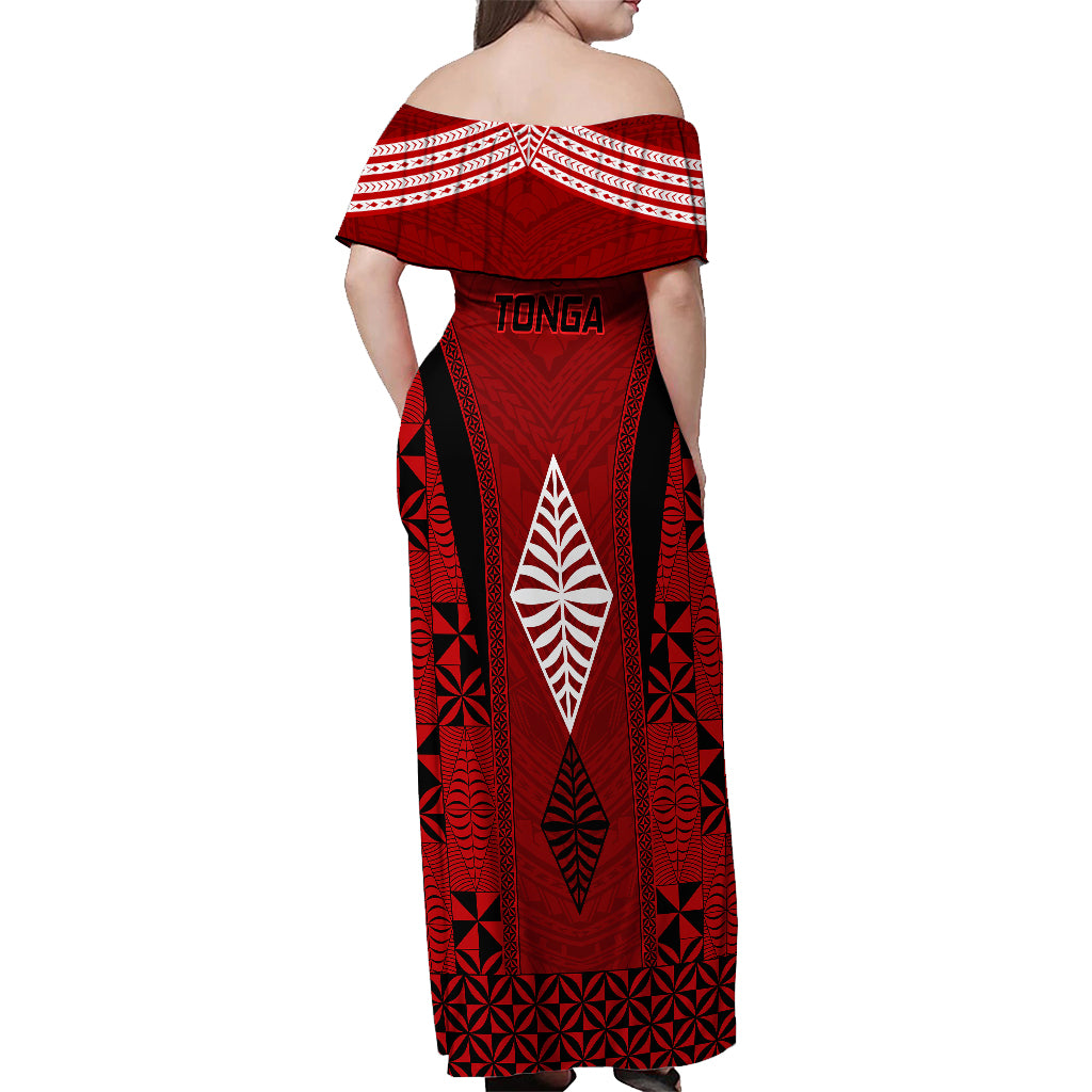 Tonga Rugby Off Shoulder Maxi Dress Go Champions World Cup 2023 Ngatu Unique LT9 - Polynesian Pride