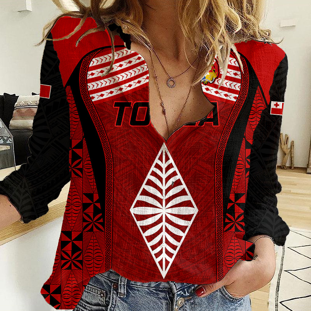 Tonga Rugby Women Casual Shirt Go Champions World Cup 2023 Ngatu Unique LT9 Female Red - Polynesian Pride