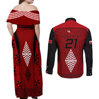 Custom Tonga Rugby Couples Matching Off Shoulder Maxi Dress and Long Sleeve Button Shirts Go Champions World Cup 2023 Ngatu Unique LT9 - Polynesian Pride