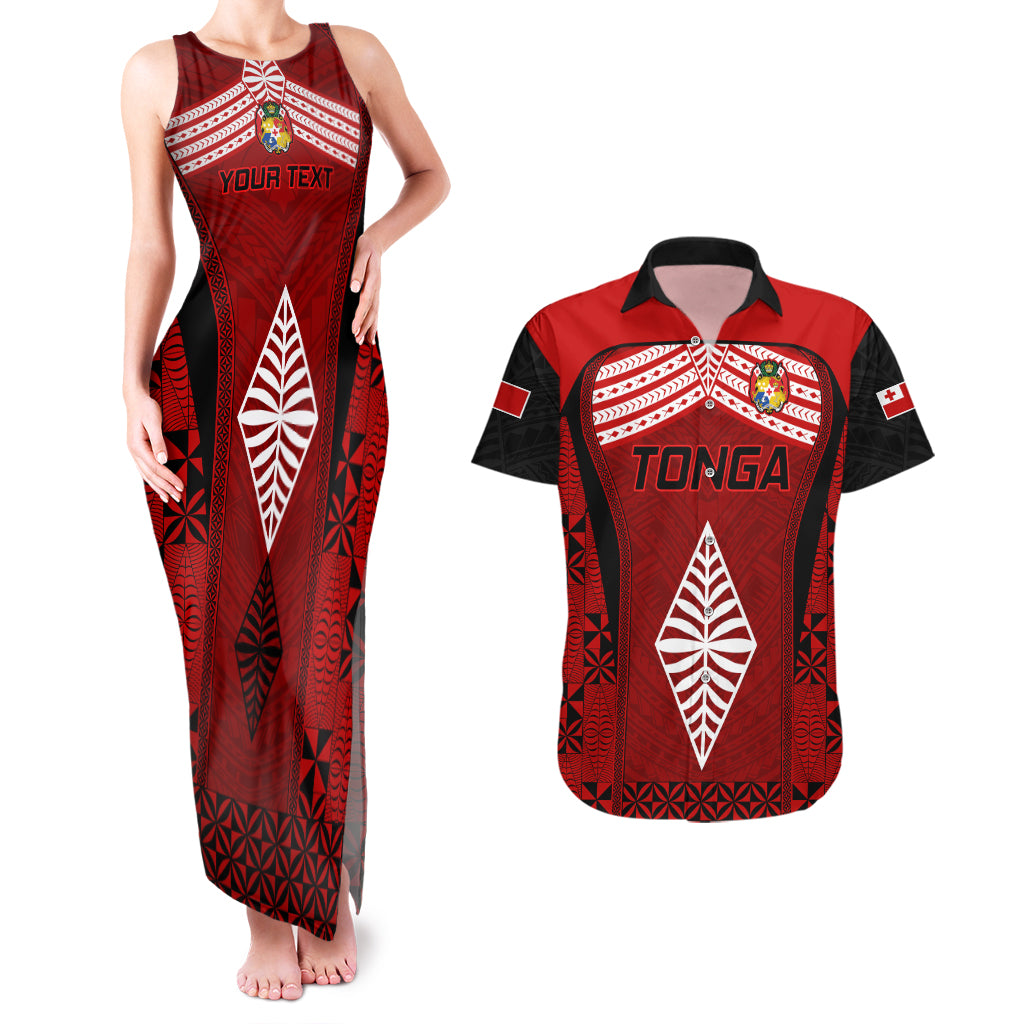 Custom Tonga Rugby Couples Matching Tank Maxi Dress and Hawaiian Shirt Go Champions World Cup 2023 Ngatu Unique LT9 Red - Polynesian Pride