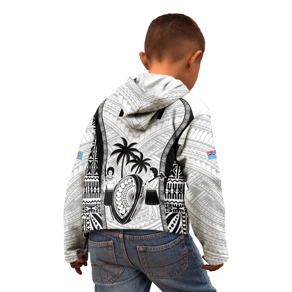 Fiji Rugby Kid Hoodie Go Champions World Cup 2023 Tapa Unique White Vibe LT9 - Polynesian Pride