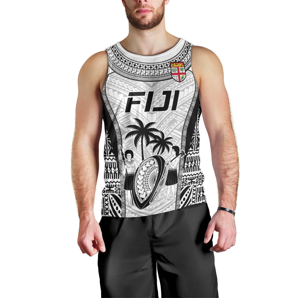 Fiji Rugby Men Tank Top Go Champions World Cup 2023 Tapa Unique White Vibe LT9 - Polynesian Pride