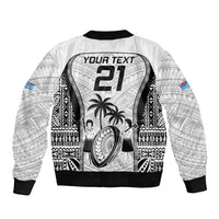 Custom Fiji Rugby Bomber Jacket Go Champions World Cup 2023 Tapa Unique White Vibe LT9 - Polynesian Pride