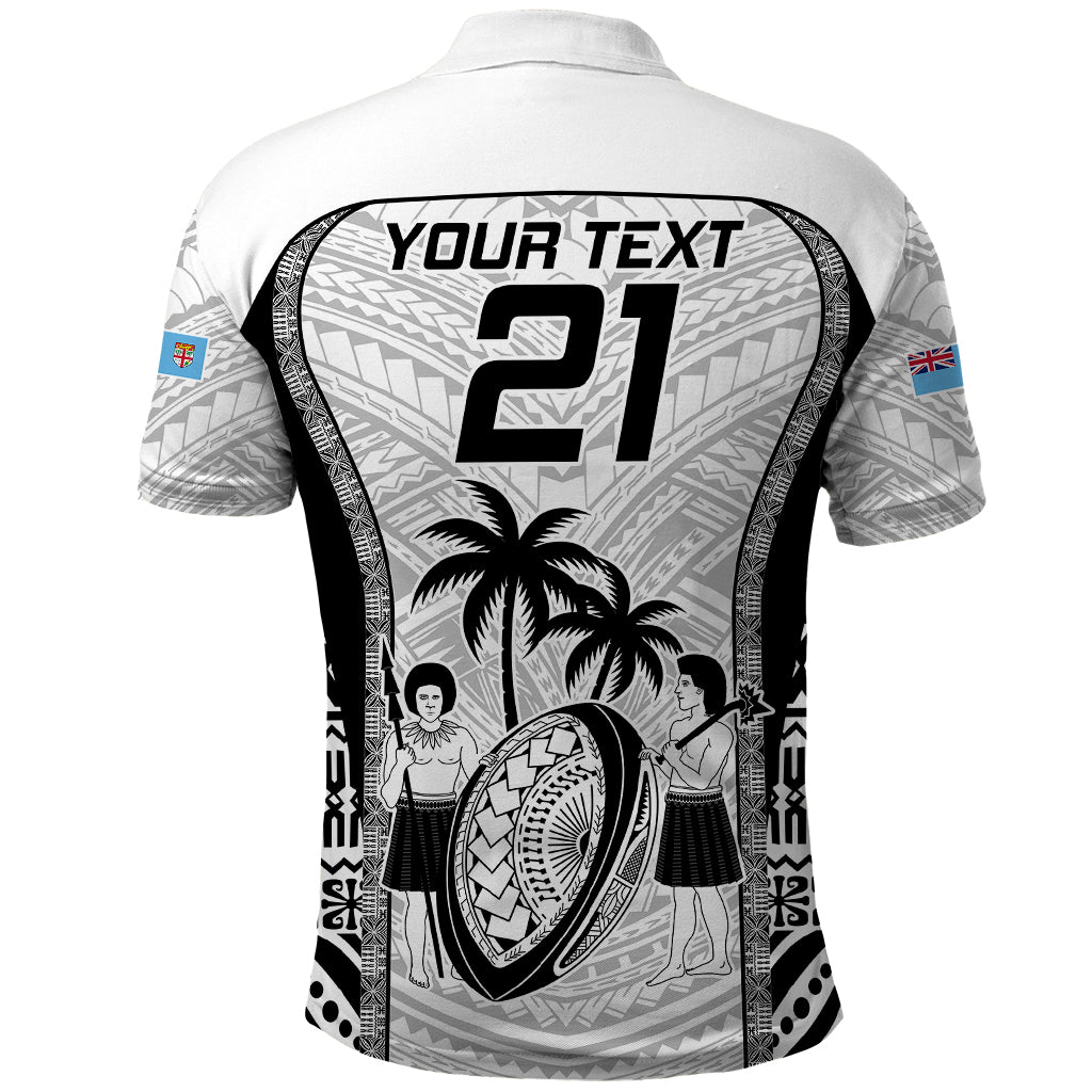 Custom Fiji Rugby Polo Shirt Go Champions World Cup 2023 Tapa Unique White Vibe LT9 - Polynesian Pride