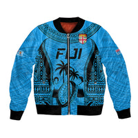 Custom Fiji Rugby Bomber Jacket Go Champions World Cup 2023 Tapa Unique Blue Vibe LT9 Unisex Blue - Polynesian Pride