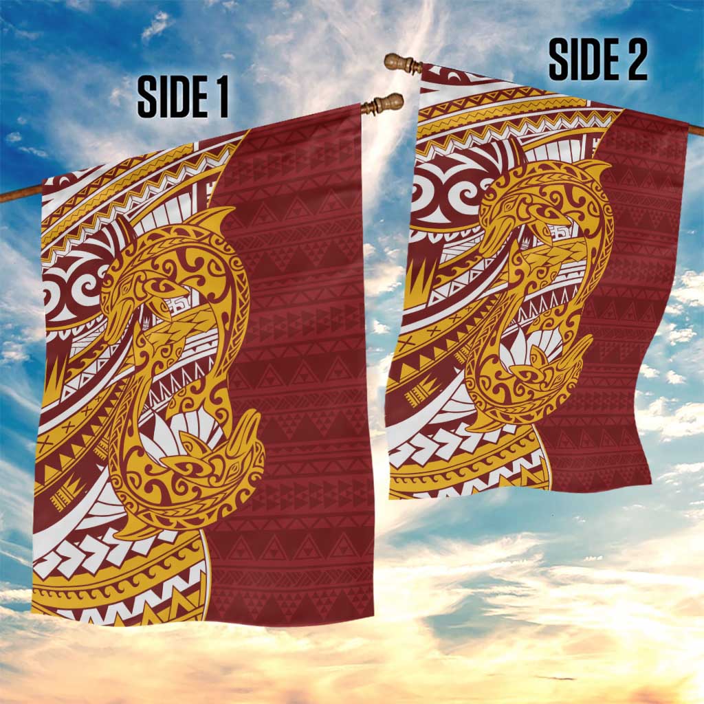Couple Dolphins Maori Motif Garden Flag - Polynesian Pride