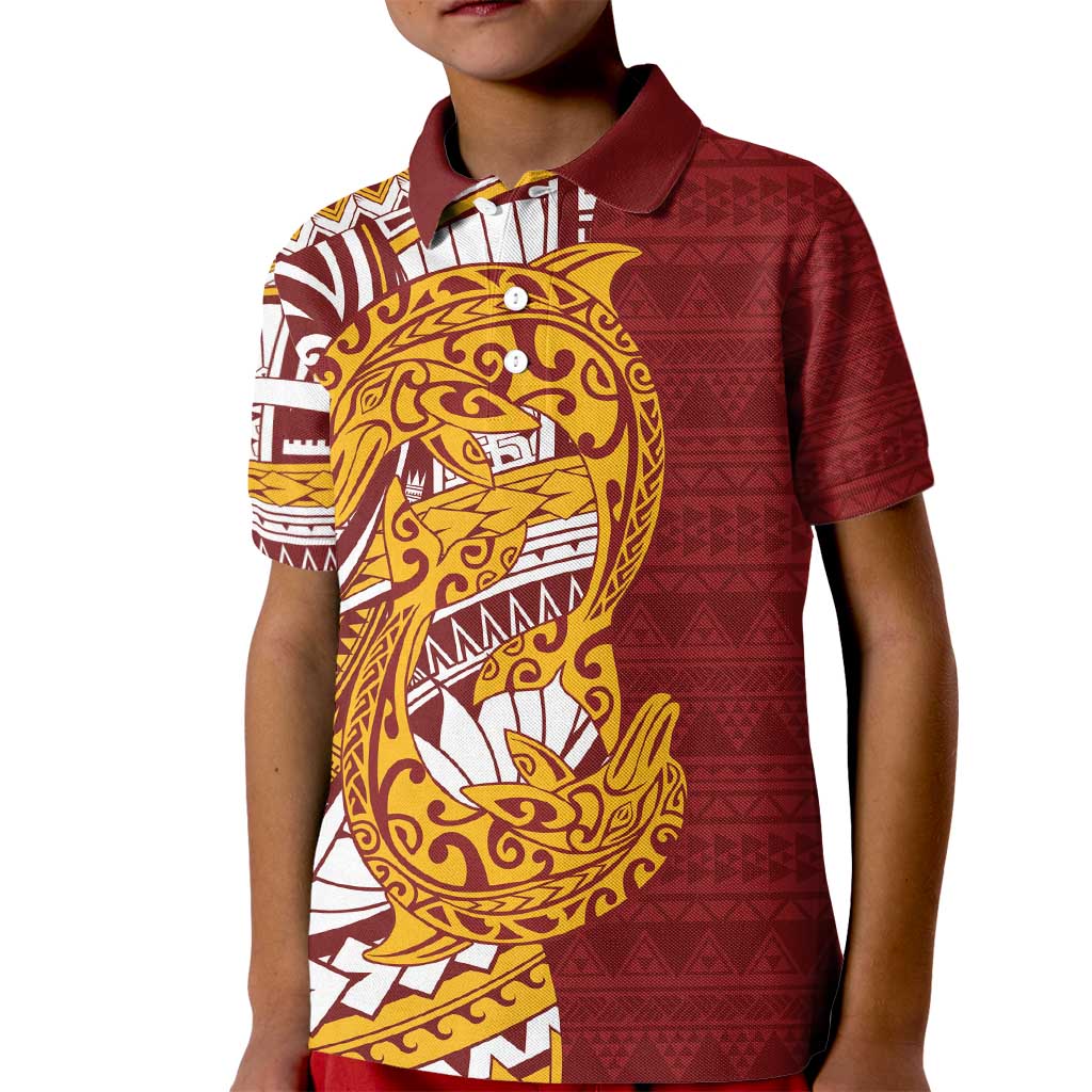 Couple Dolphins Maori Motif Kid Polo Shirt - Polynesian Pride