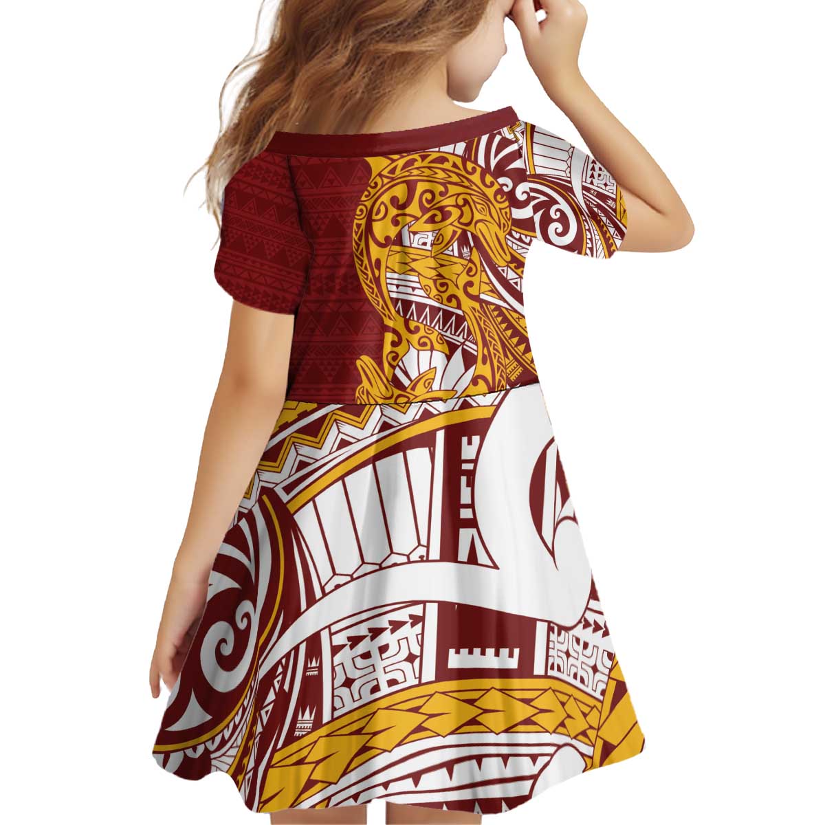 Couple Dolphins Maori Motif Kid Short Sleeve Dress - Polynesian Pride