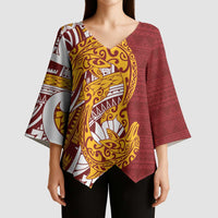 Couple Dolphins Maori Motif Kimono Sleeve Blouse - Polynesian Pride