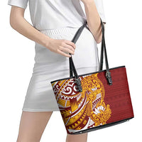 Couple Dolphins Maori Motif Leather Tote Bag - Polynesian Pride