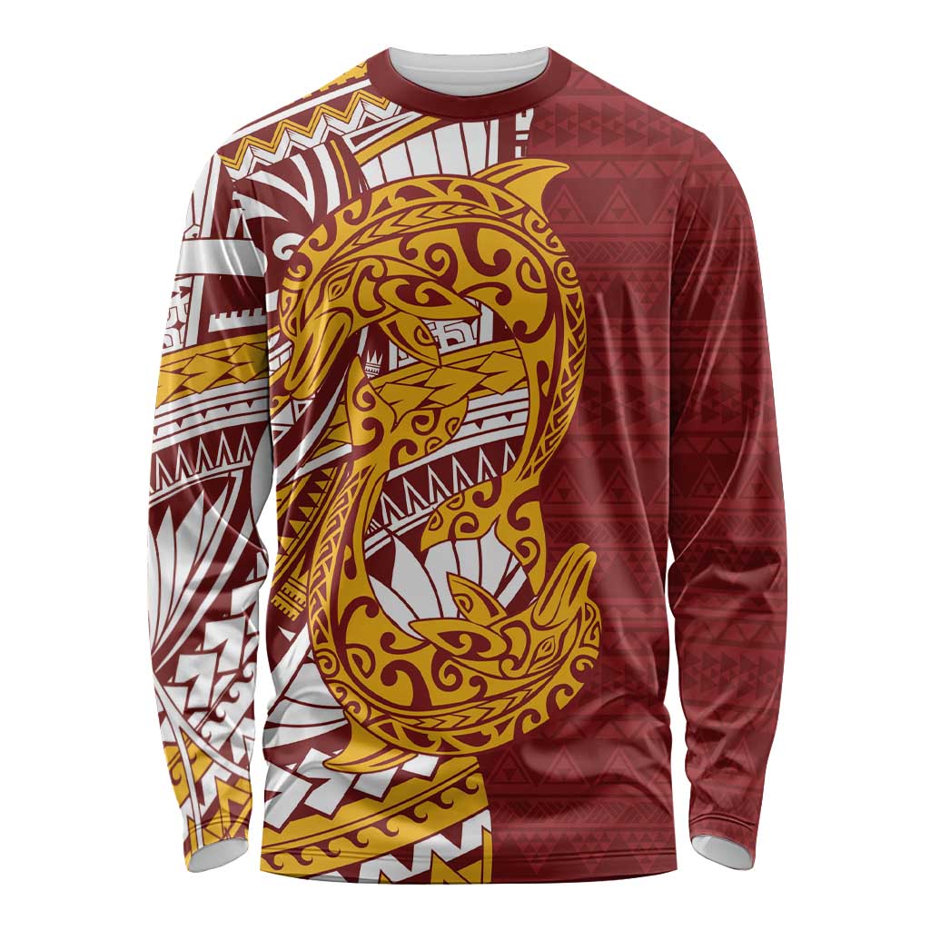 Couple Dolphins Maori Motif Long Sleeve Shirt - Polynesian Pride