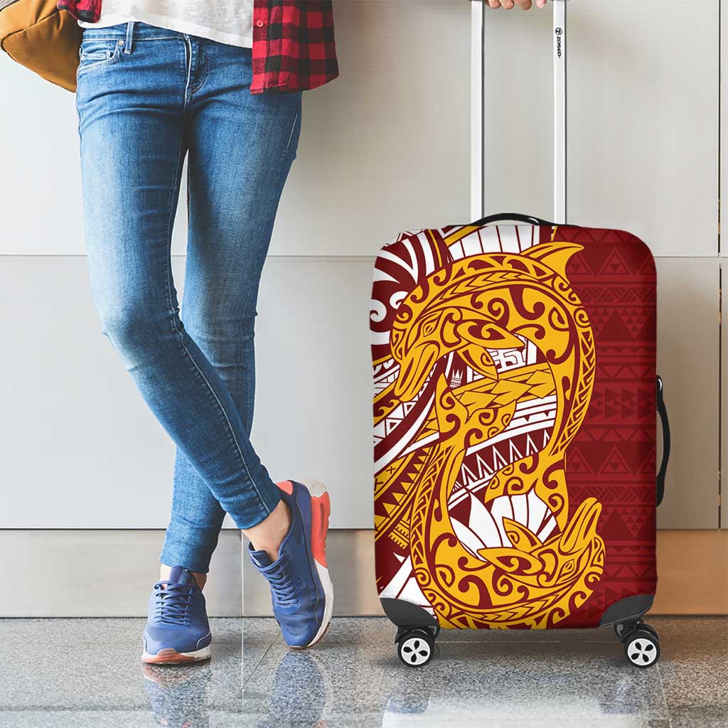 Couple Dolphins Maori Motif Luggage Cover - Polynesian Pride