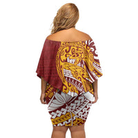 Couple Dolphins Maori Motif Off Shoulder Short Dress - Polynesian Pride
