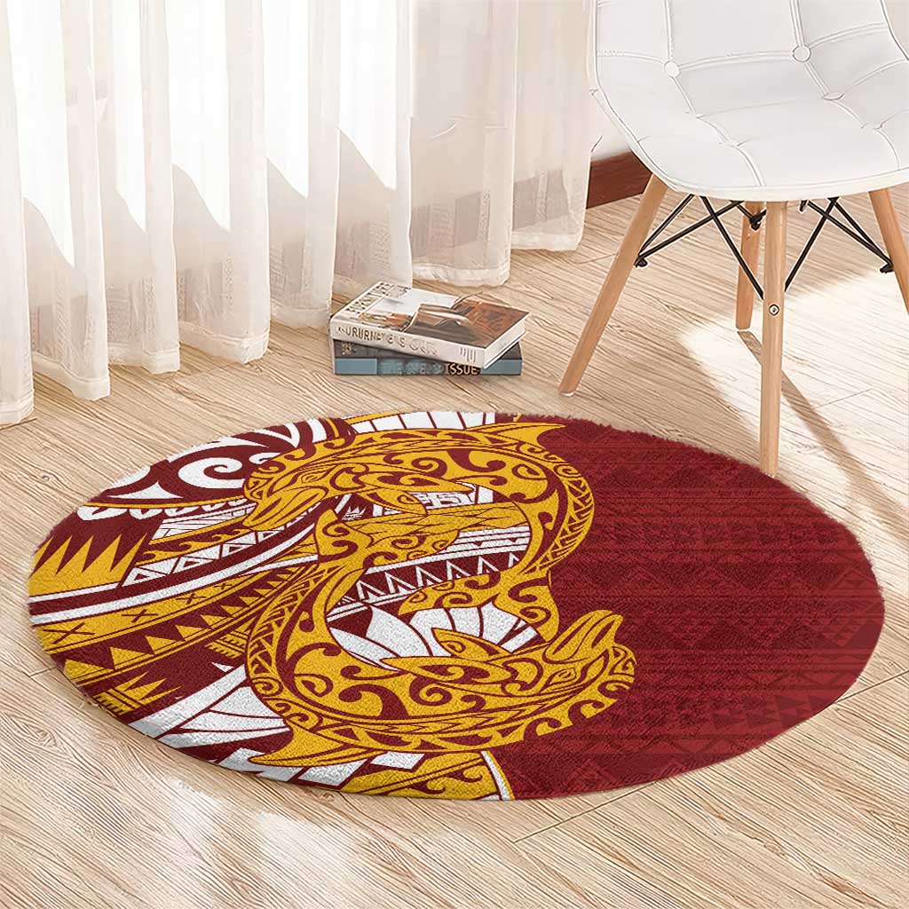 Couple Dolphins Maori Motif Round Carpet - Polynesian Pride