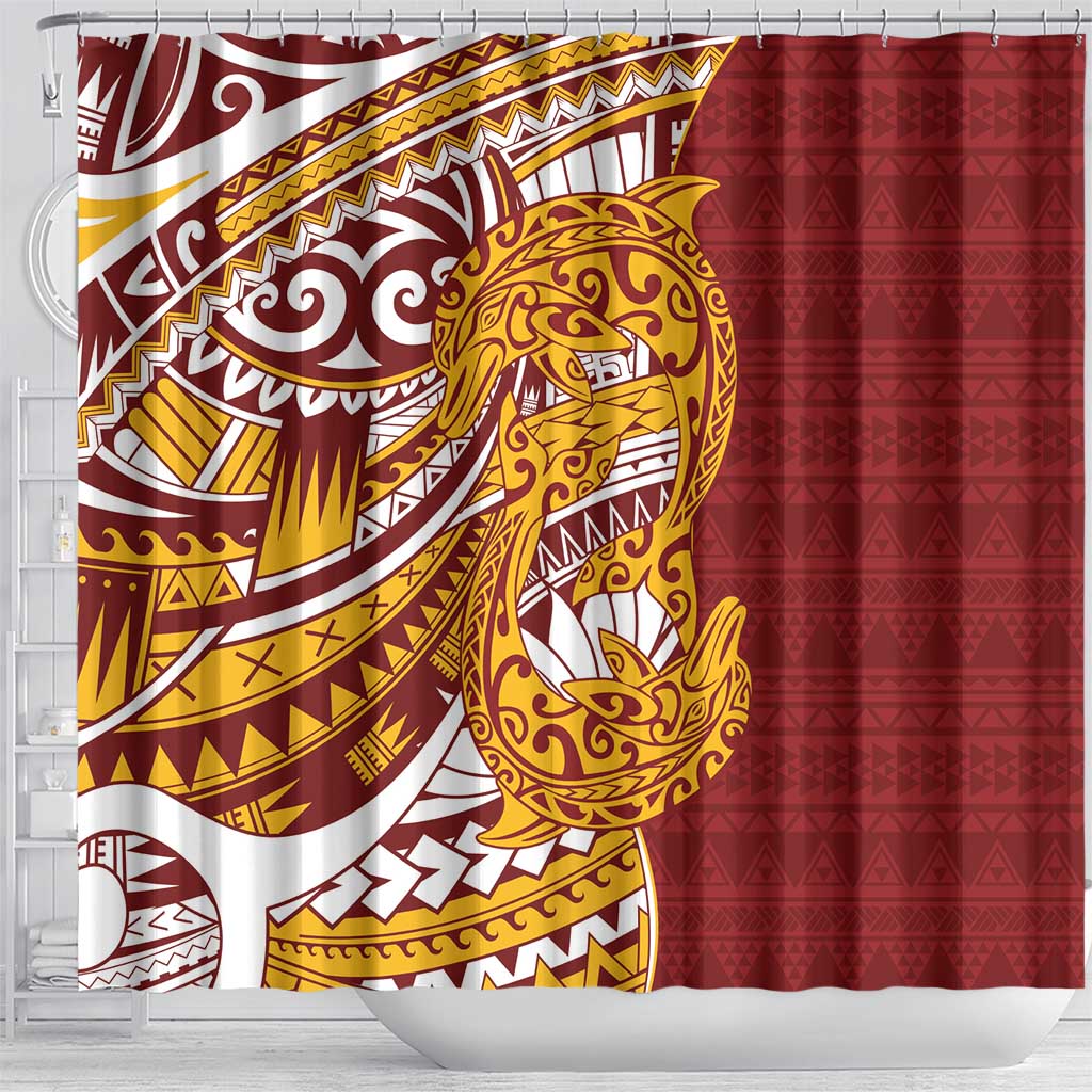 Couple Dolphins Maori Motif Shower Curtain - Polynesian Pride
