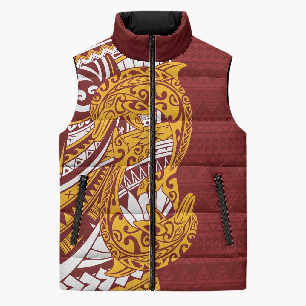 Couple Dolphins Maori Motif Sleeveless Puffer Jacket - Polynesian Pride