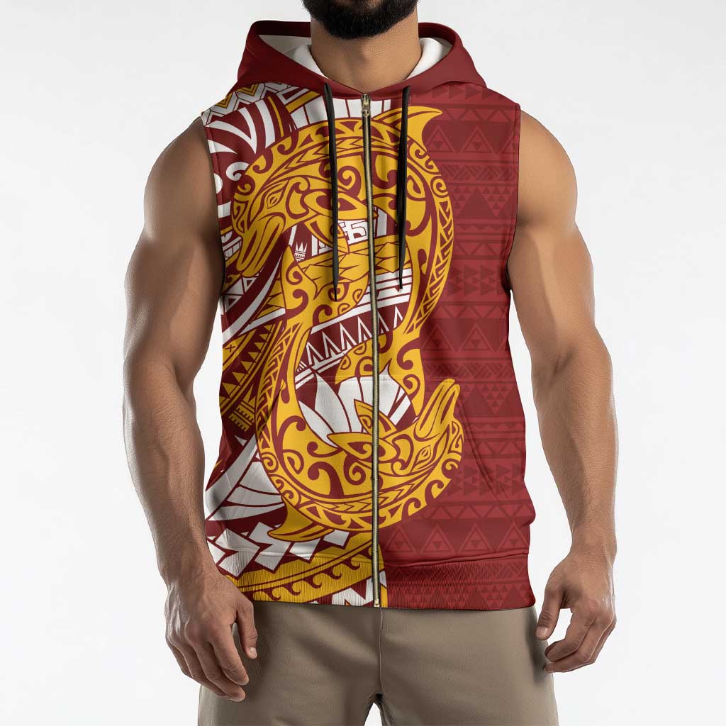 Couple Dolphins Maori Motif Sleeveless Zip Hoodie - Polynesian Pride