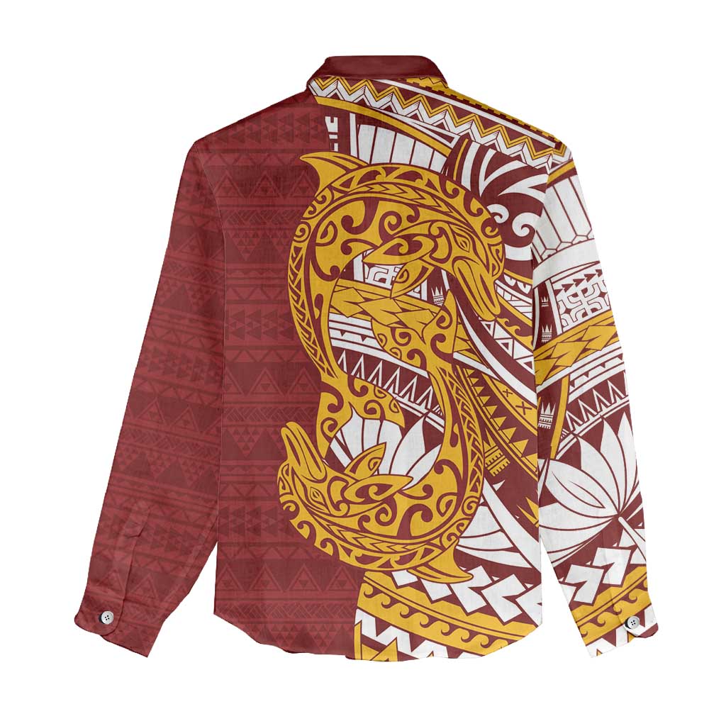 Couple Dolphins Maori Motif Women Casual Shirt - Polynesian Pride