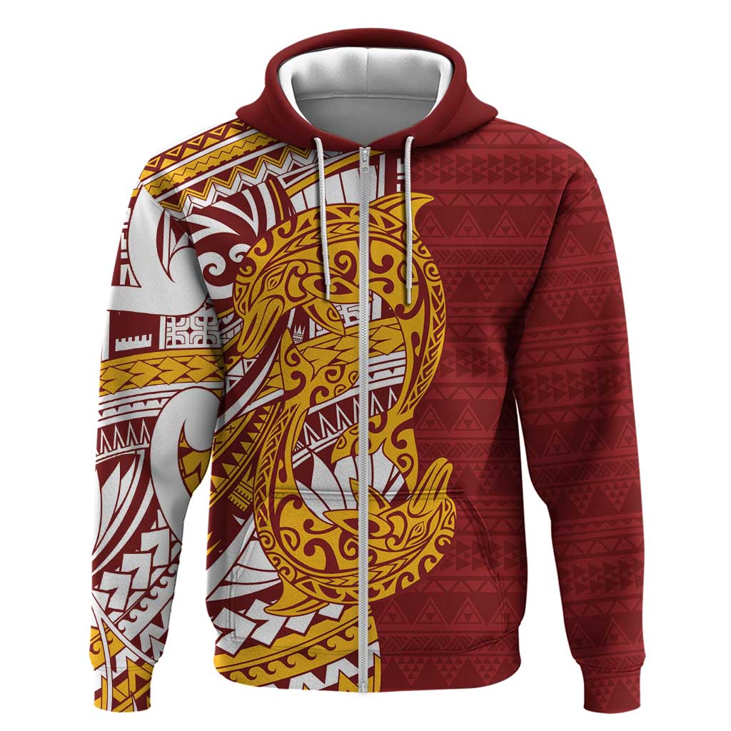 Couple Dolphins Maori Motif Zip Hoodie - Polynesian Pride