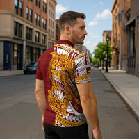 Couple Dolphins Maori Motif Zipper Polo Shirt - Polynesian Pride