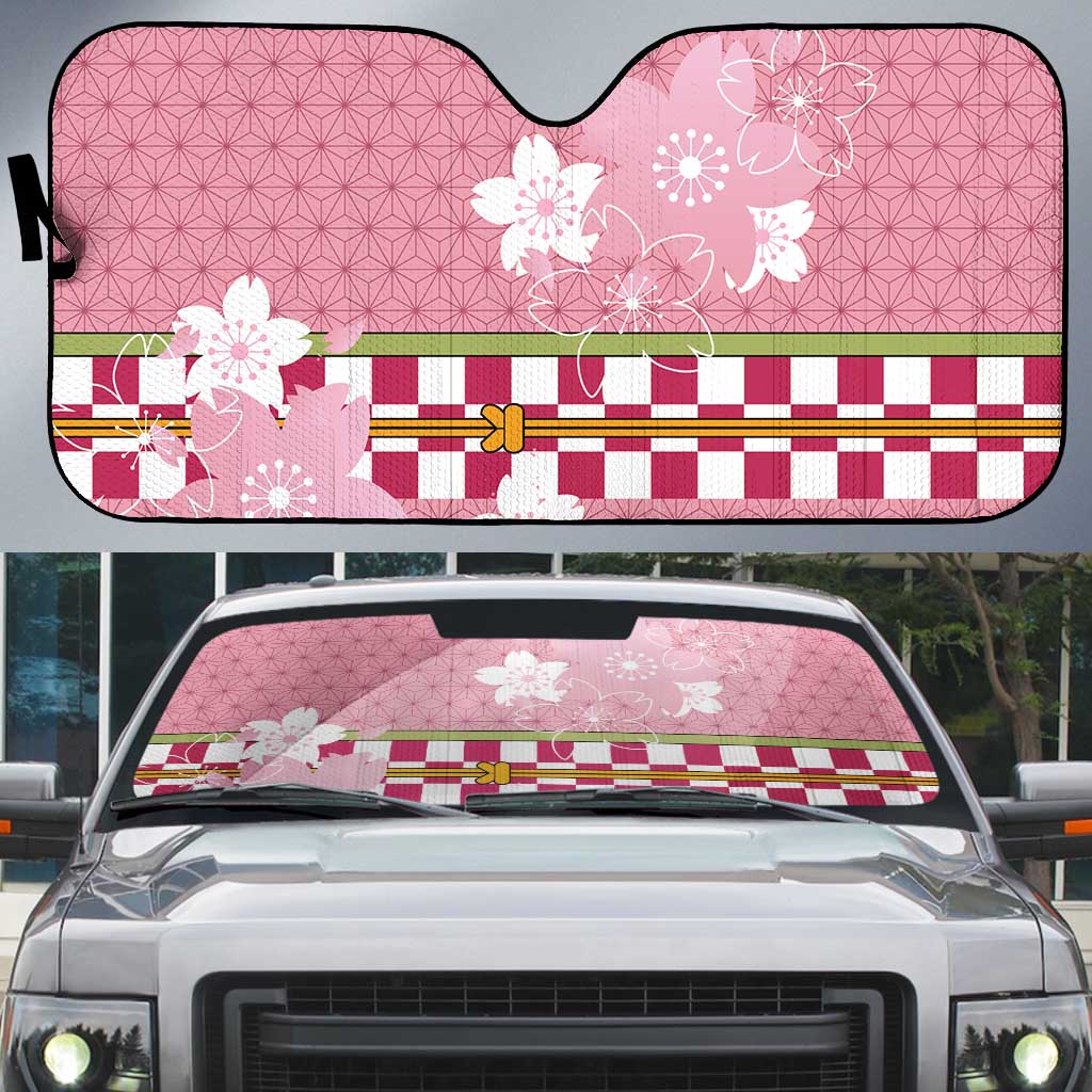 Japanese Asanoha Pattern Auto Sun Shade Charm Against Evil Spirits LT9 Pink - Polynesian Pride
