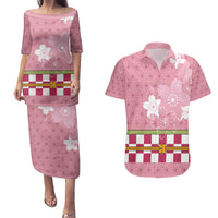 Japanese Asanoha Pattern Couples Matching Puletasi and Hawaiian Shirt Charm Against Evil Spirits - Polynesian Pride