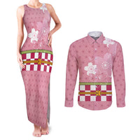 Japanese Asanoha Pattern Couples Matching Tank Maxi Dress and Long Sleeve Button Shirt Charm Against Evil Spirits LT9 Pink - Polynesian Pride