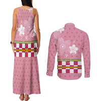 Japanese Asanoha Pattern Couples Matching Tank Maxi Dress and Long Sleeve Button Shirt Charm Against Evil Spirits LT9 - Polynesian Pride