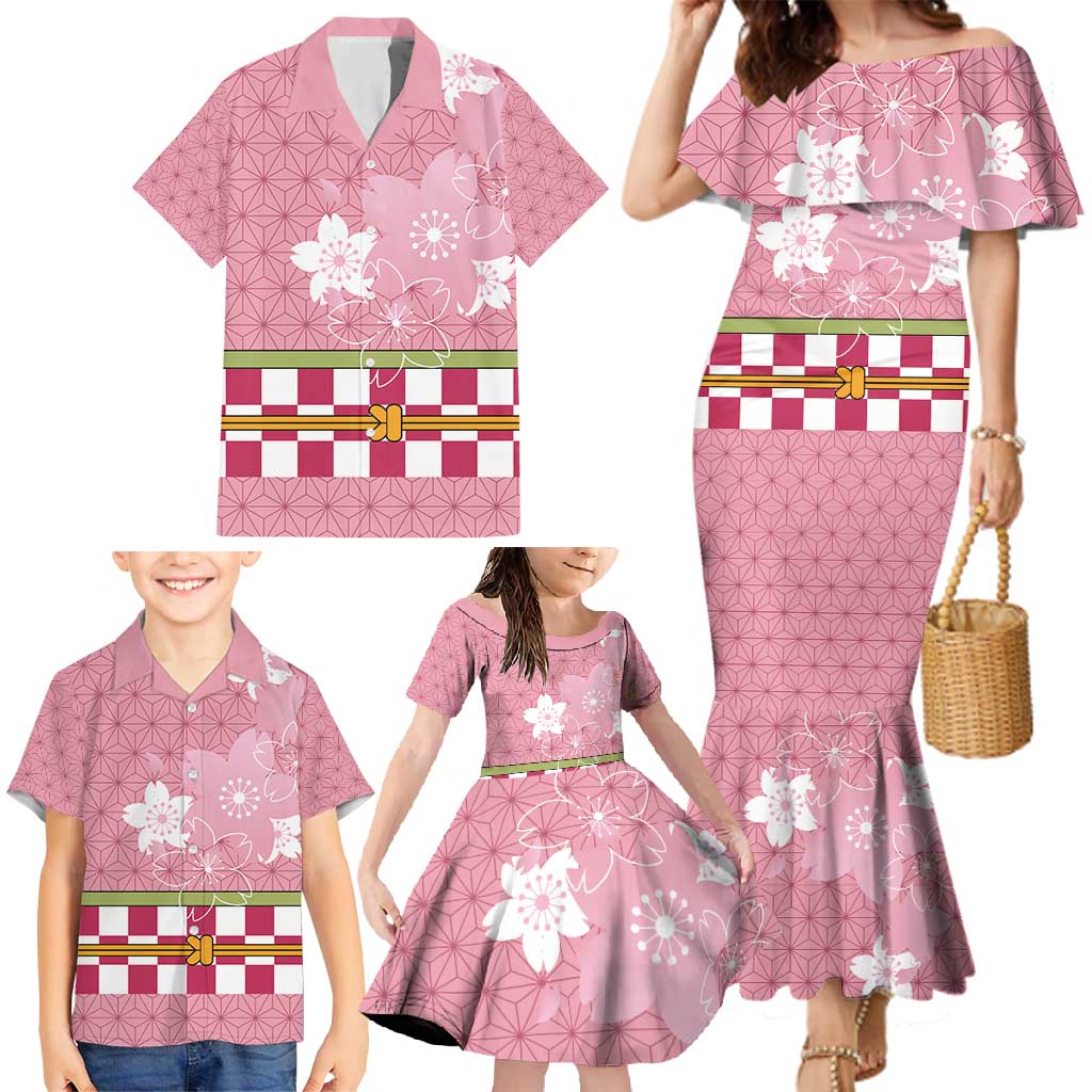 Japanese Asanoha Pattern Family Matching Mermaid Dress and Hawaiian Shirt Charm Against Evil Spirits - Polynesian Pride