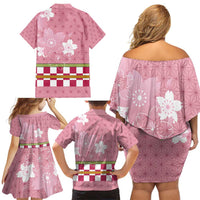 Japanese Asanoha Pattern Family Matching Off Shoulder Short Dress and Hawaiian Shirt Charm Against Evil Spirits - Polynesian Pride