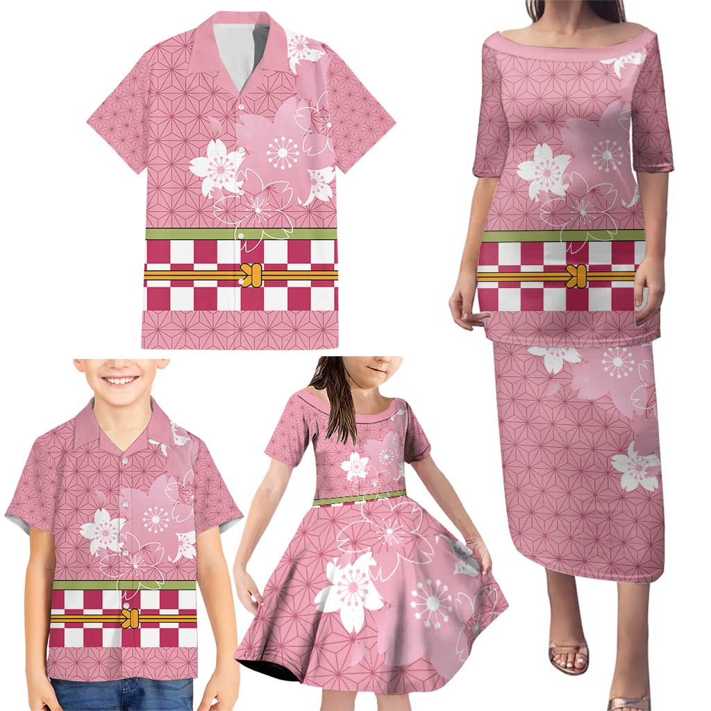 Japanese Asanoha Pattern Family Matching Puletasi and Hawaiian Shirt Charm Against Evil Spirits - Polynesian Pride