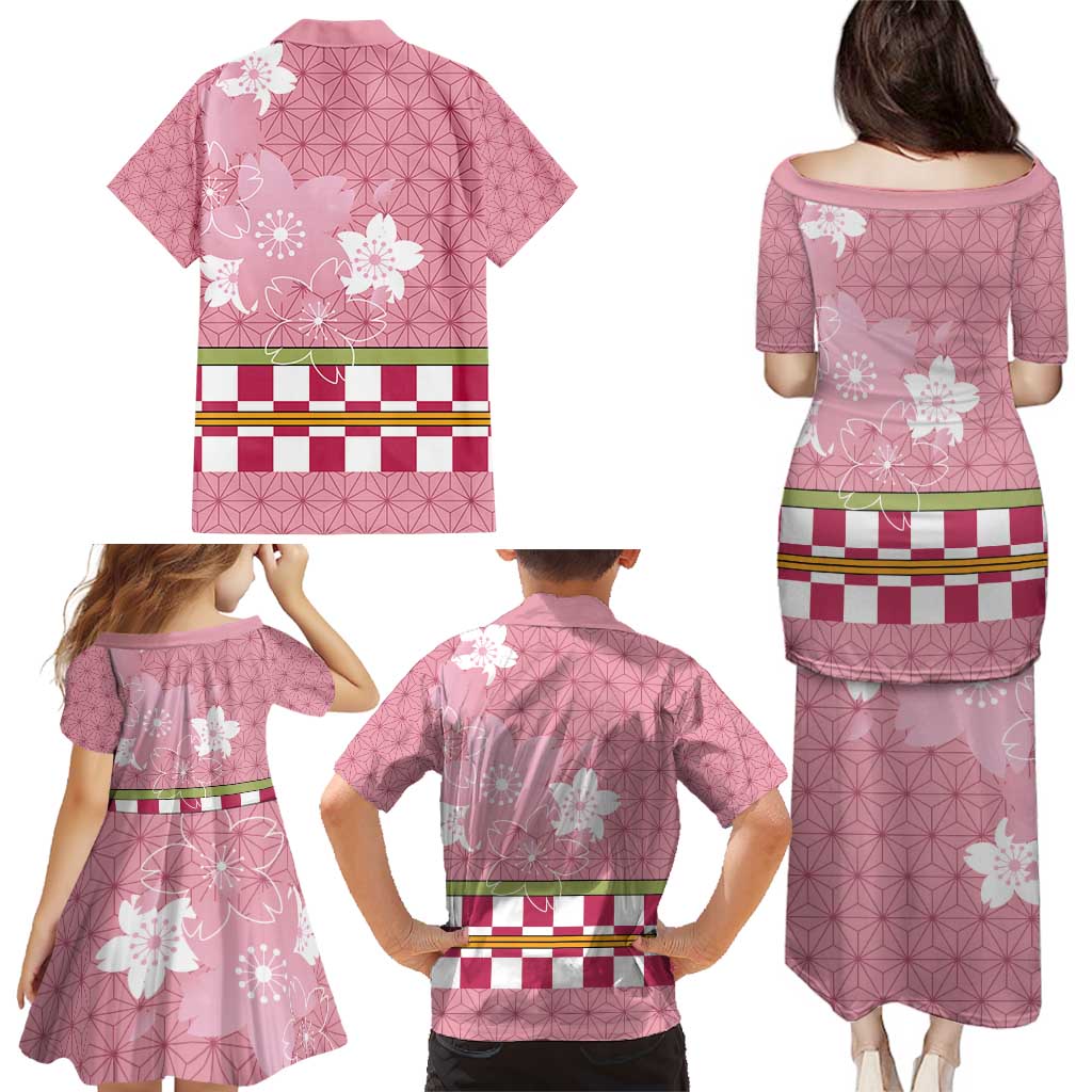 Japanese Asanoha Pattern Family Matching Puletasi and Hawaiian Shirt Charm Against Evil Spirits - Polynesian Pride