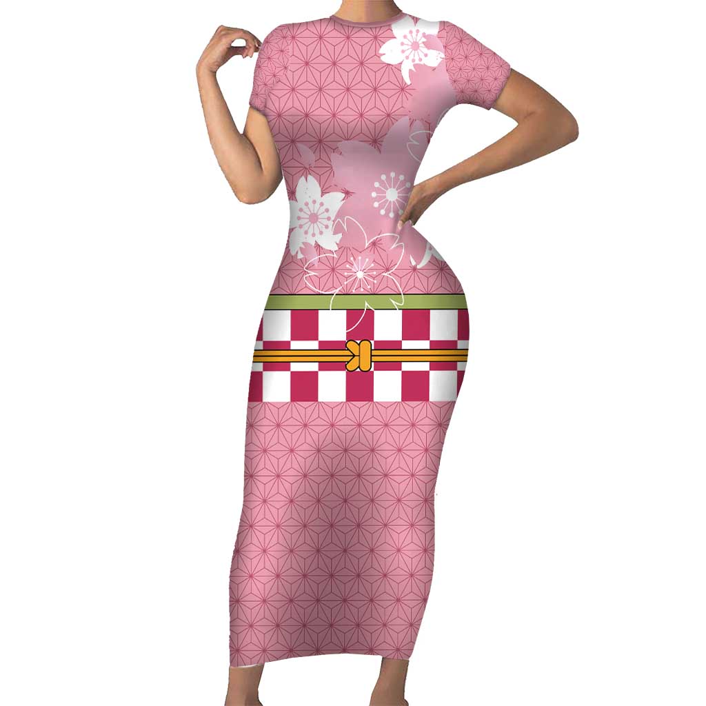 Japanese Asanoha Pattern Family Matching Short Sleeve Bodycon Dress and Hawaiian Shirt Charm Against Evil Spirits - Polynesian Pride