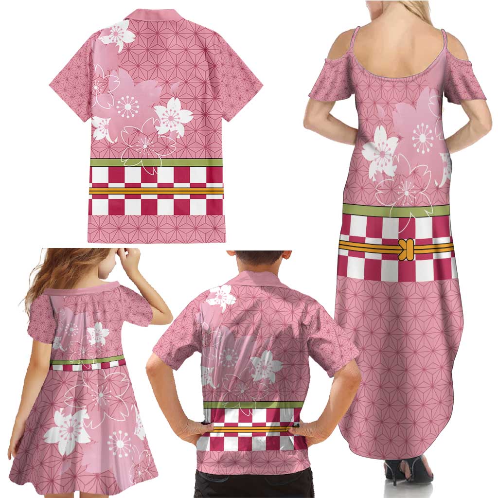 Japanese Asanoha Pattern Family Matching Summer Maxi Dress and Hawaiian Shirt Charm Against Evil Spirits - Polynesian Pride