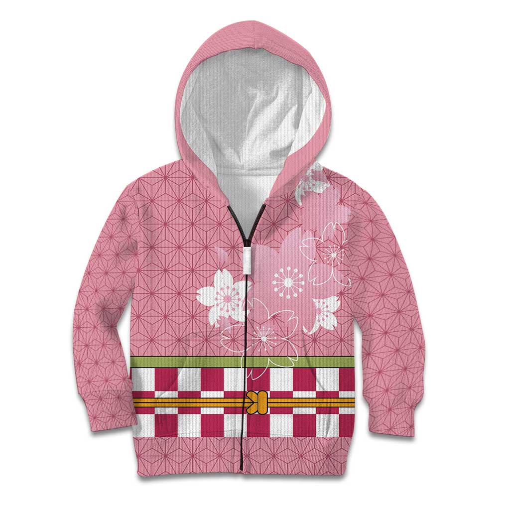 Japanese Asanoha Pattern Kid Hoodie Charm Against Evil Spirits LT9 Zip Hoodie Pink - Polynesian Pride