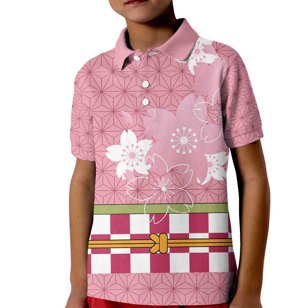 Japanese Asanoha Pattern Kid Polo Shirt Charm Against Evil Spirits LT9 Kid Pink - Polynesian Pride